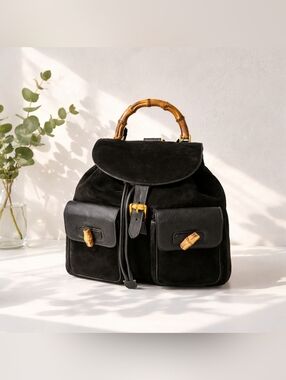 EUC Gucci Horsebit Leather And Suede Black Backpack